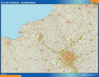 Biggest Ile De France Normandie laminated map