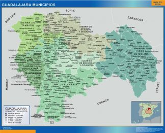 Biggest Municipalities Guadalajara map from Spain