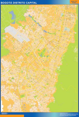 Biggest Bogota Distrito Capital map in Colombia