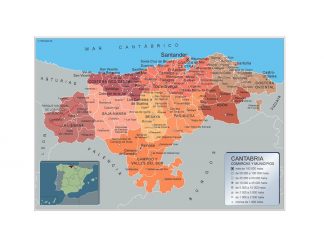 Biggest Municipalities Cantabria map from Spain